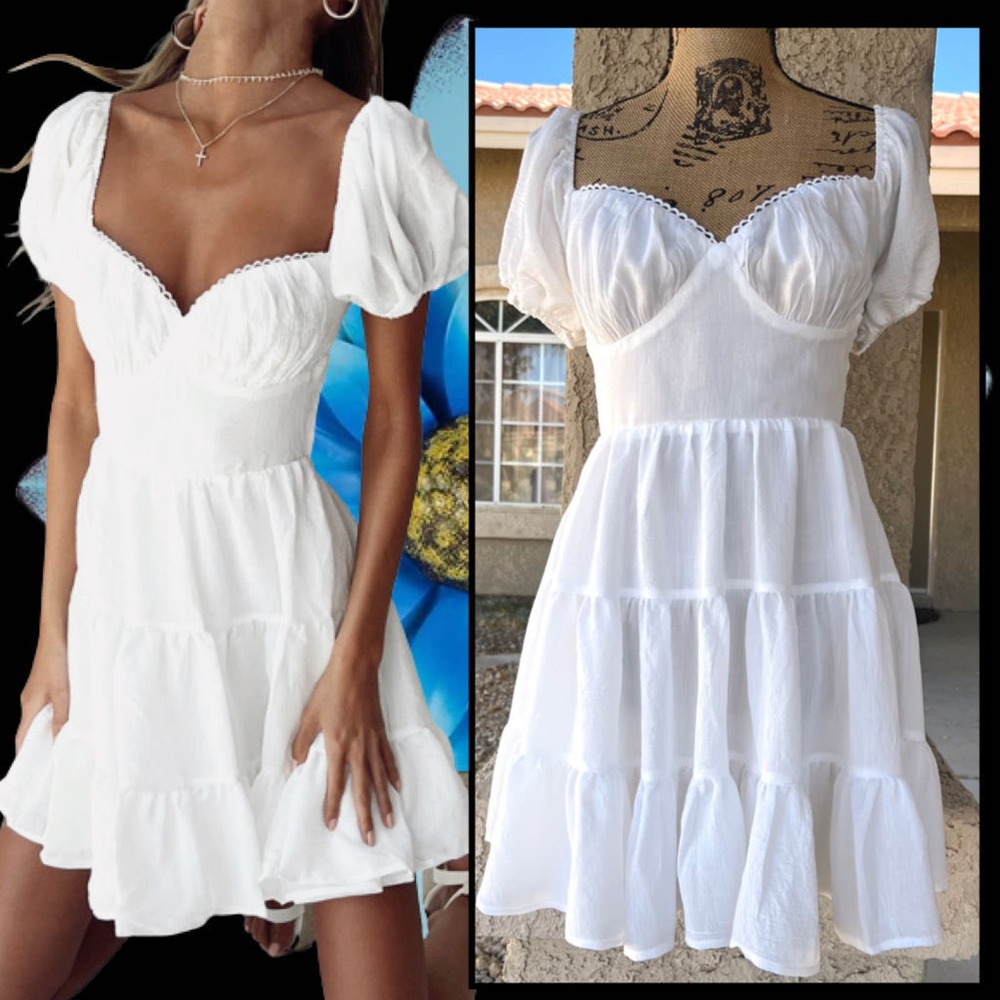 Princess Polly White Puff Sleeve Mini Dress